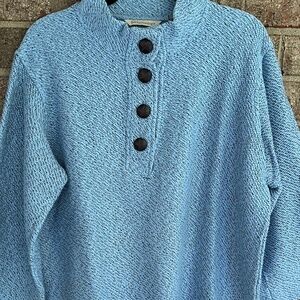 SOFT SURROUNDINGS Half-Button Seafarer Pullover Sweater/ Marled Blue  / Size M/L